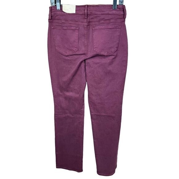 NYDJ Marilyn Straight Jeans Maroon Zip Fly Button Closure 5 Pocket Stretch 6 - Picture 5 of 16